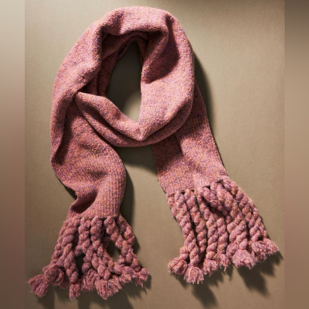 NWOT! Anthropologie Purple Braided Fringe Scarf